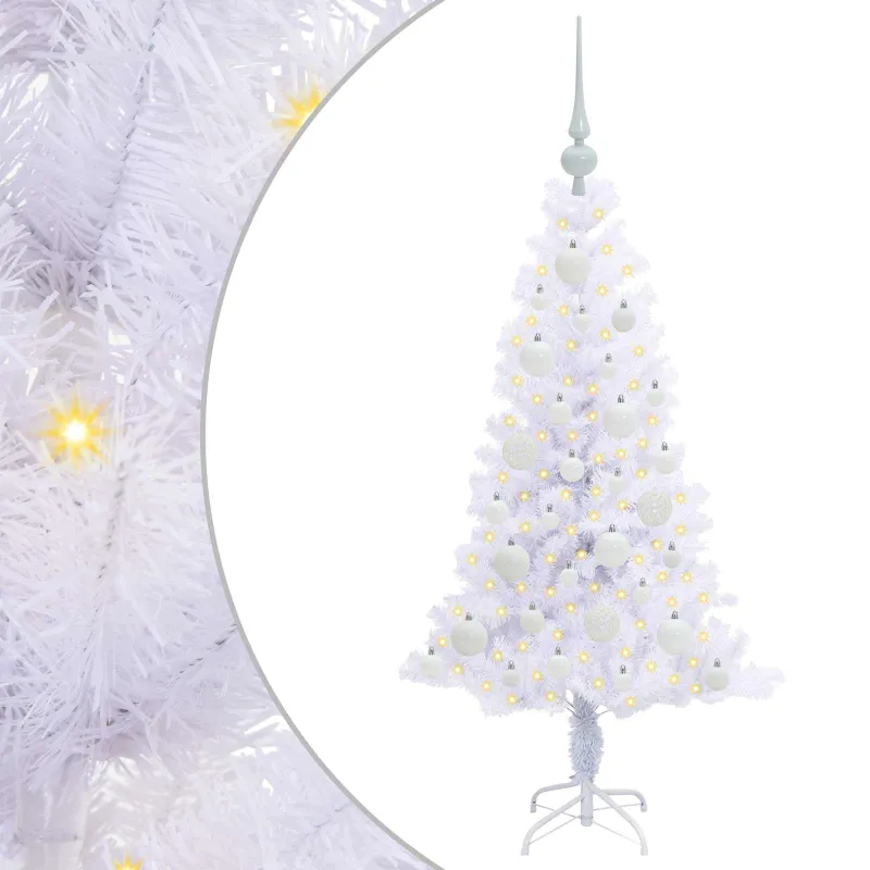 Dirbtinė Kalėdų eglutė su 150 LED Balta 120 cm PVC ir plienas
