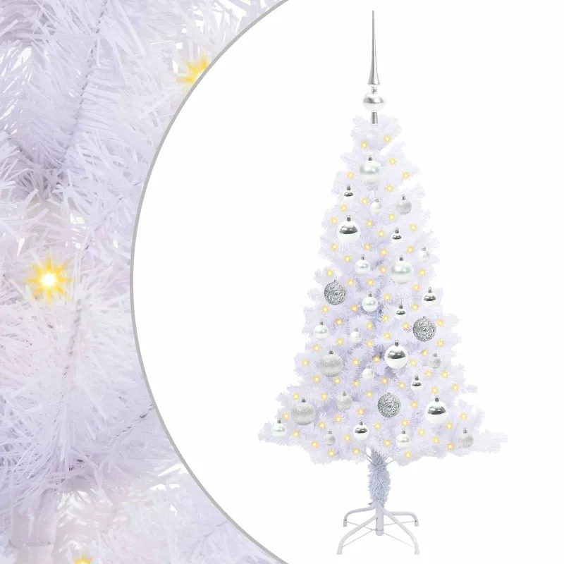 Dirbtinė Kalėdų eglutė su 150 LED Balta 120 cm PVC ir plienas