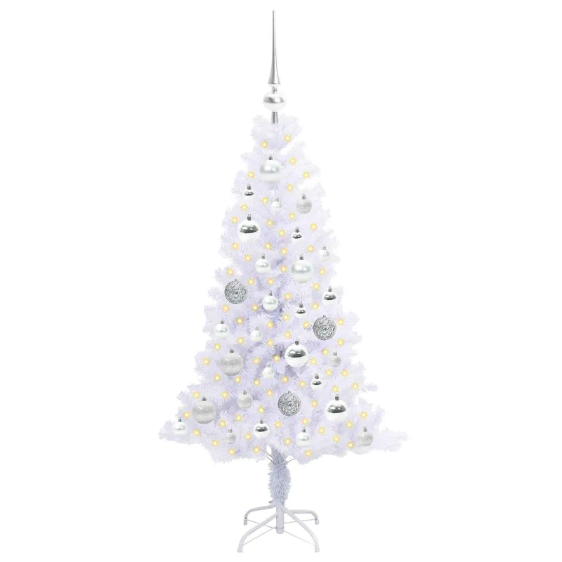 Dirbtinė Kalėdų eglutė su 150 LED Balta 120 cm PVC ir plienas