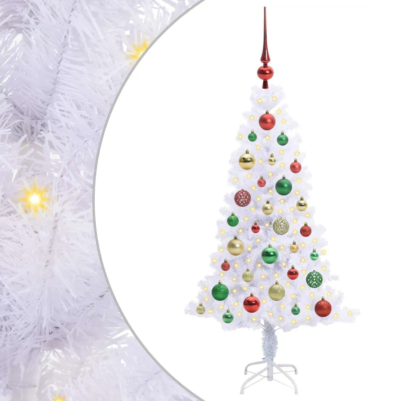 Dirbtinė Kalėdų eglutė su 150 LED Balta 120 cm PVC ir plienas