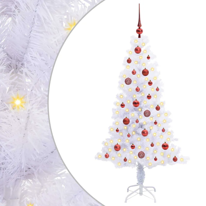 Dirbtinė Kalėdų eglutė su 150 LED Balta 150 cm PVC ir plienas