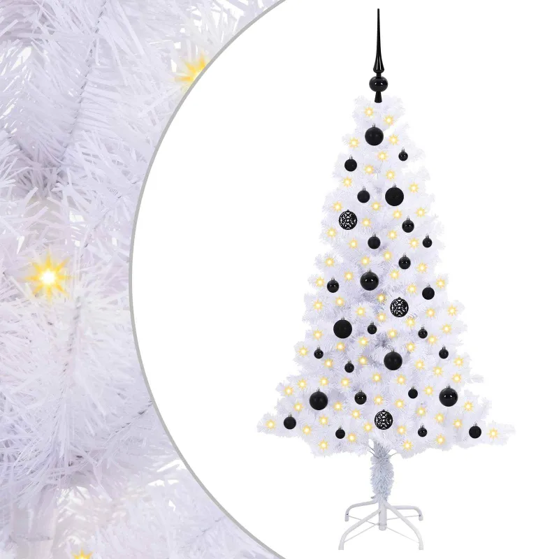 Dirbtinė Kalėdų eglutė su 150 LED Balta 150 cm PVC ir plienas