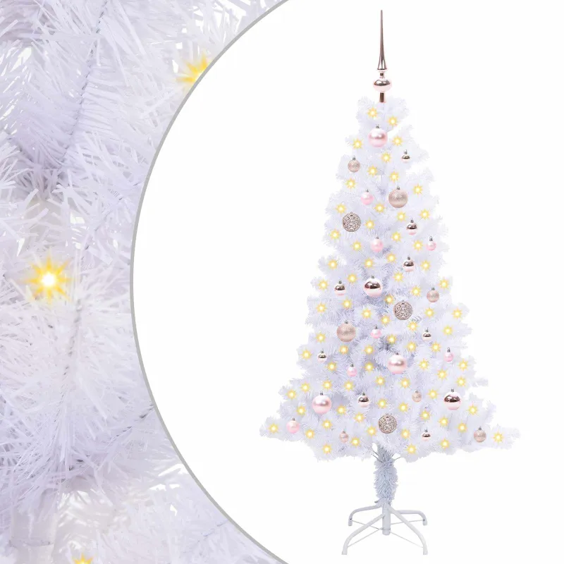Dirbtinė Kalėdų eglutė su 150 LED Balta 150 cm PVC ir plienas