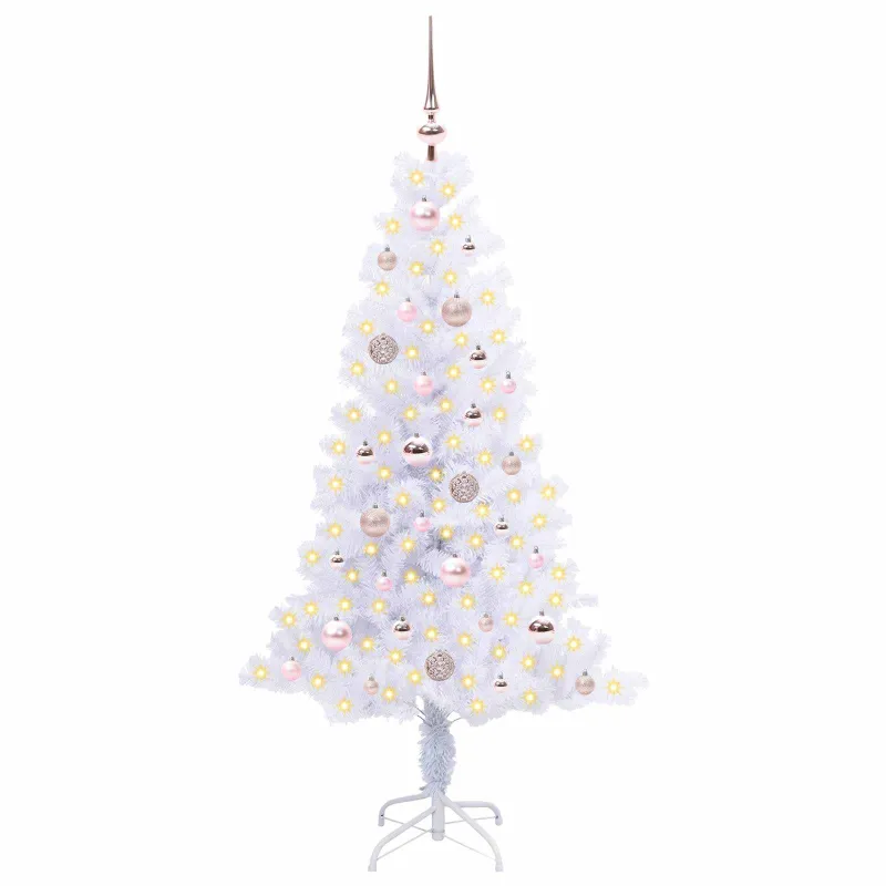 Dirbtinė Kalėdų eglutė su 150 LED Balta 150 cm PVC ir plienas