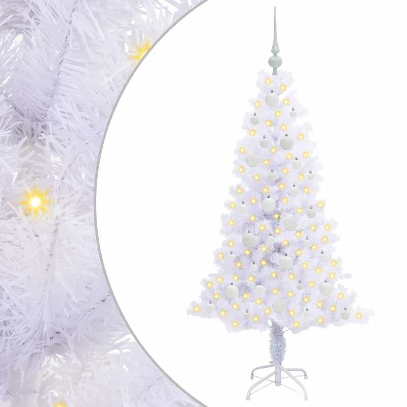 Dirbtinė Kalėdų eglutė su 150 LED Balta 150 cm PVC ir plienas