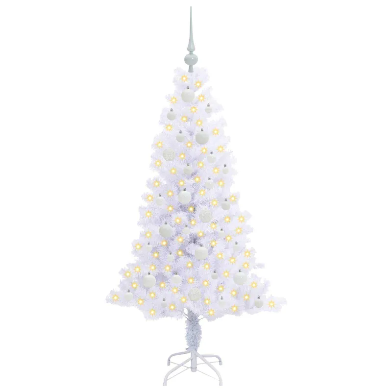 Dirbtinė Kalėdų eglutė su 150 LED Balta 150 cm PVC ir plienas