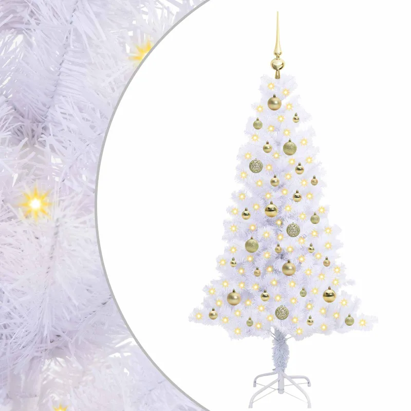 Dirbtinė Kalėdų eglutė su 150 LED Balta 150 cm PVC ir plienas