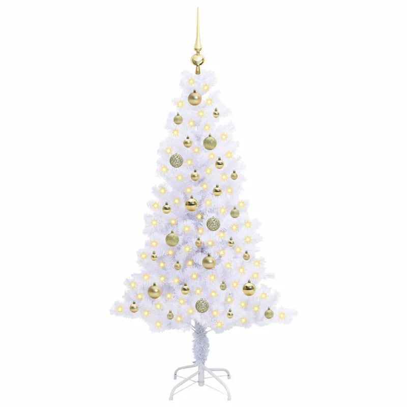 Dirbtinė Kalėdų eglutė su 150 LED Balta 150 cm PVC ir plienas