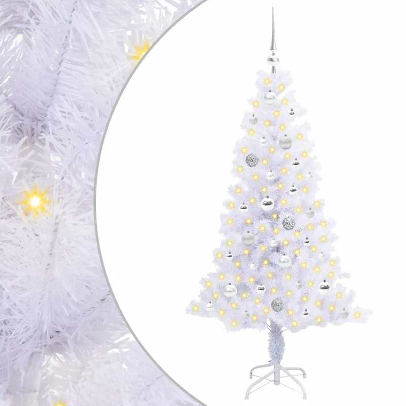 Dirbtinė Kalėdų eglutė su 150 LED Balta 150 cm PVC ir plienas