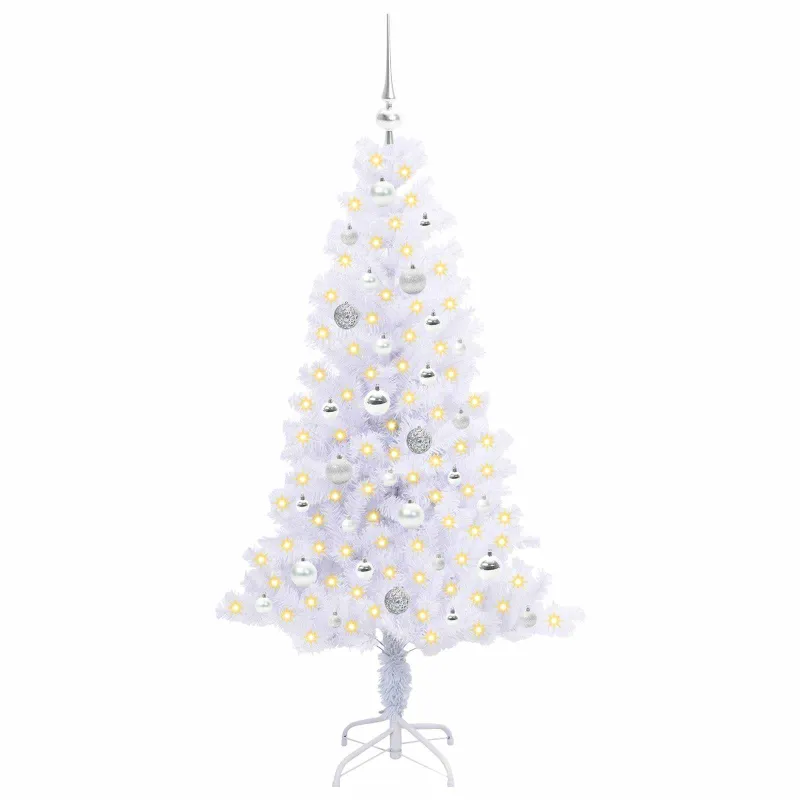 Dirbtinė Kalėdų eglutė su 150 LED Balta 150 cm PVC ir plienas