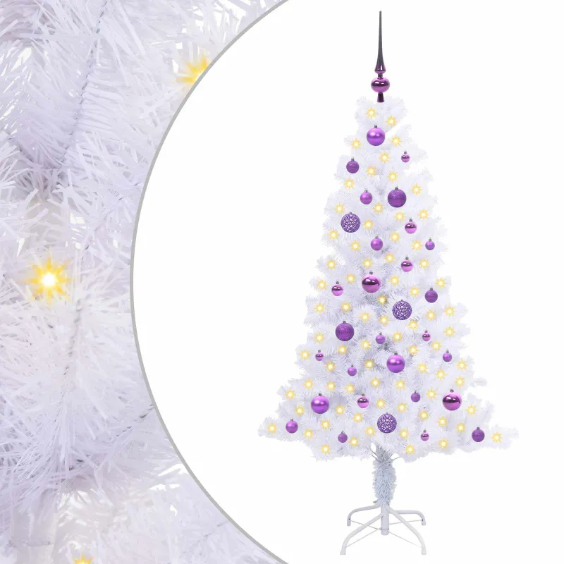 Dirbtinė Kalėdų eglutė su 150 LED Balta 150 cm PVC ir plienas