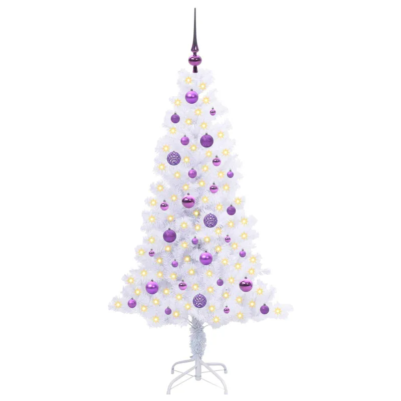 Dirbtinė Kalėdų eglutė su 150 LED Balta 150 cm PVC ir plienas