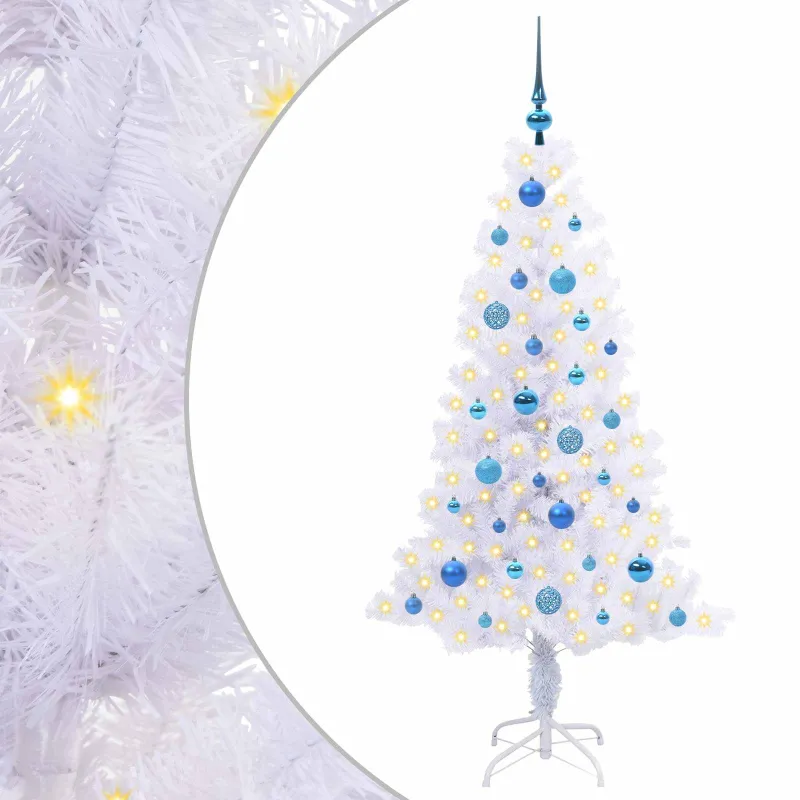 Dirbtinė Kalėdų eglutė su 150 LED Balta 150 cm PVC ir plienas