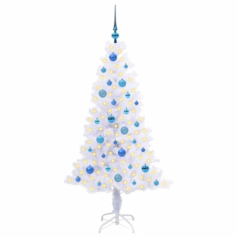 Dirbtinė Kalėdų eglutė su 150 LED Balta 150 cm PVC ir plienas