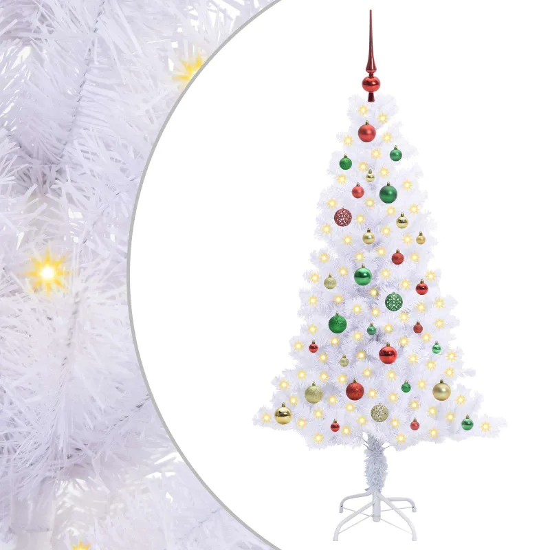 Dirbtinė Kalėdų eglutė su 150 LED Balta 150 cm PVC ir plienas