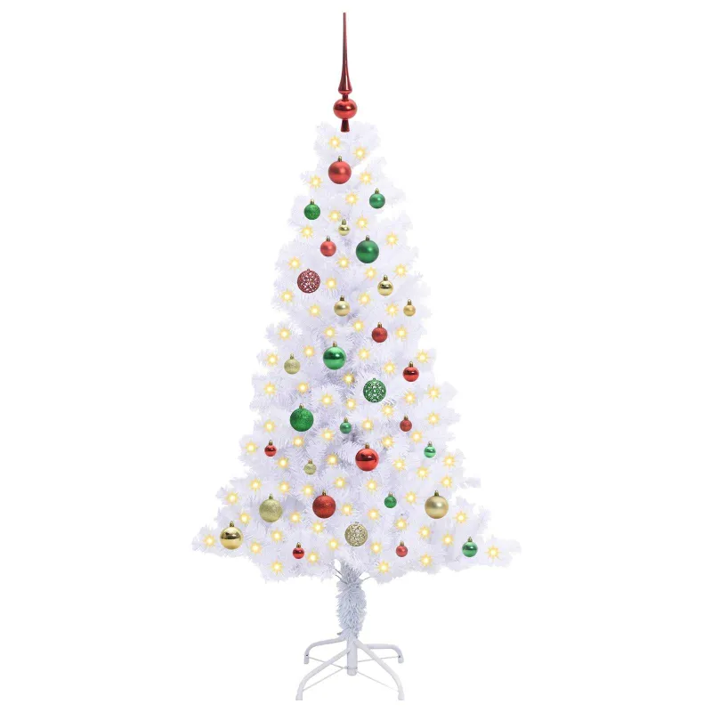 Dirbtinė Kalėdų eglutė su 150 LED Balta 150 cm PVC ir plienas