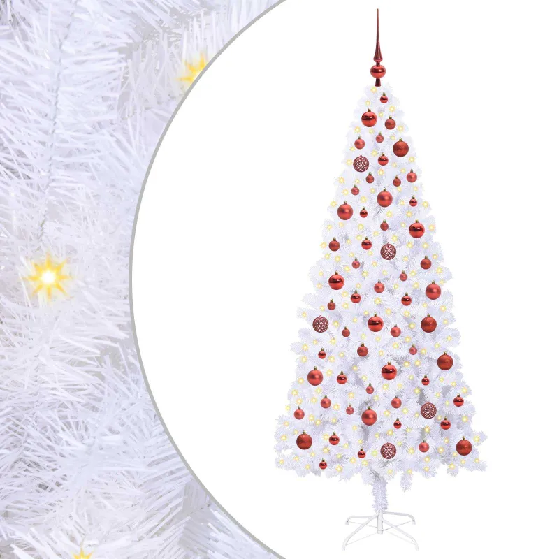Dirbtinė Kalėdų eglutė su 300 LED Balta 180 cm PVC ir Plienas