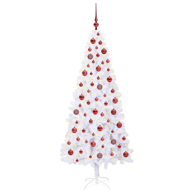 Dirbtinė Kalėdų eglutė su 300 LED Balta 180 cm PVC ir Plienas