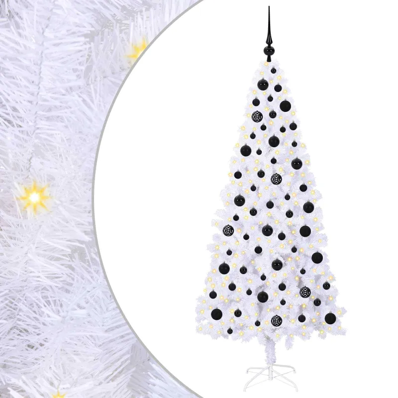 Dirbtinė Kalėdų eglutė su 300 LED Balta 180 cm PVC ir Plienas