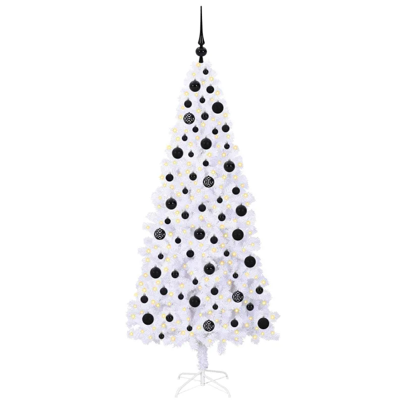 Dirbtinė Kalėdų eglutė su 300 LED Balta 180 cm PVC ir Plienas