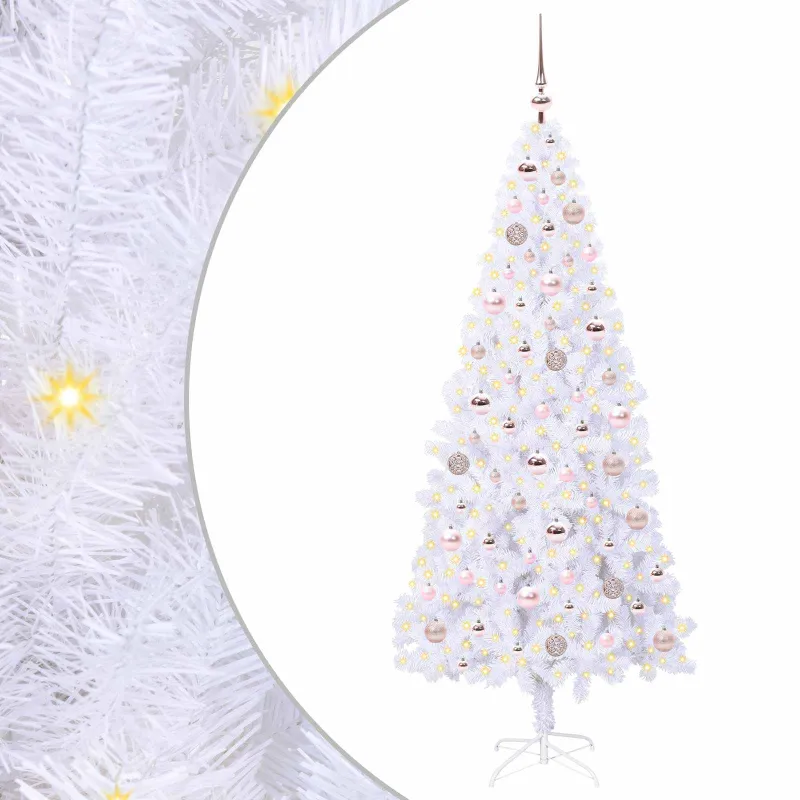 Dirbtinė Kalėdų eglutė su 300 LED Balta 180 cm PVC ir Plienas
