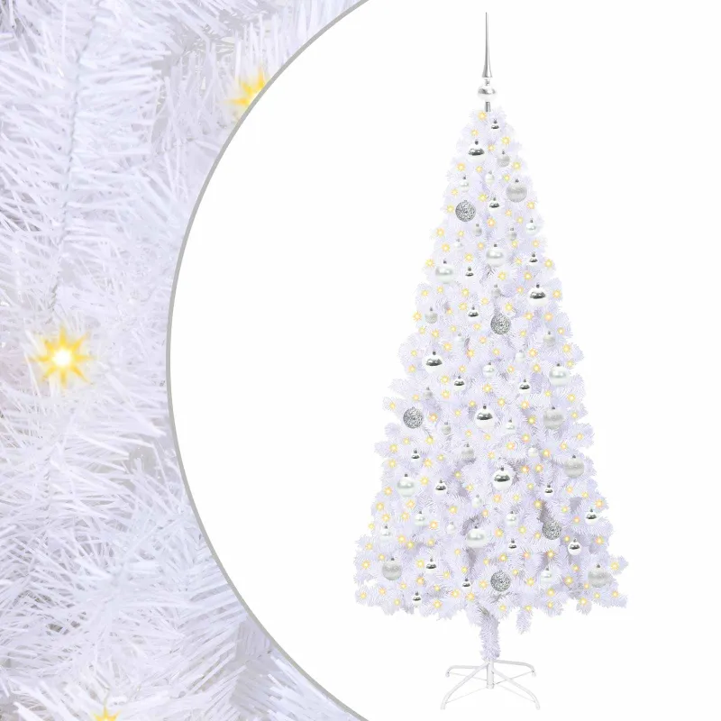 Dirbtinė Kalėdų eglutė su 300 LED Balta 180 cm PVC ir Plienas