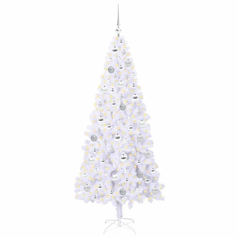 Dirbtinė Kalėdų eglutė su 300 LED Balta 180 cm PVC ir Plienas