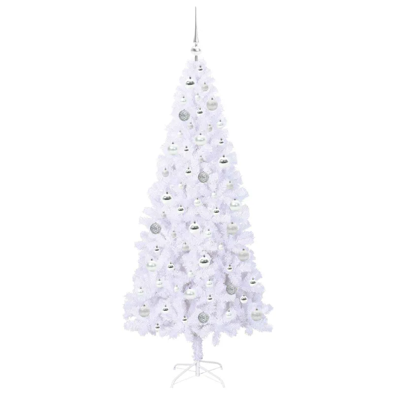 Dirbtinė Kalėdų eglutė su 300 LED Balta 180 cm PVC ir Plienas