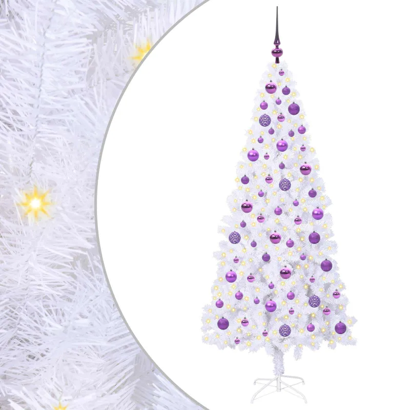 Dirbtinė Kalėdų eglutė su 300 LED Balta 180 cm PVC ir Plienas