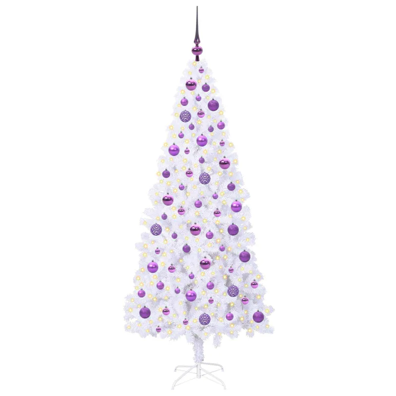 Dirbtinė Kalėdų eglutė su 300 LED Balta 180 cm PVC ir Plienas
