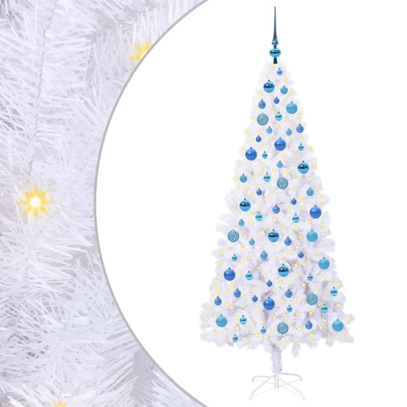 Dirbtinė Kalėdų eglutė su 300 LED Balta 180 cm PVC ir Plienas