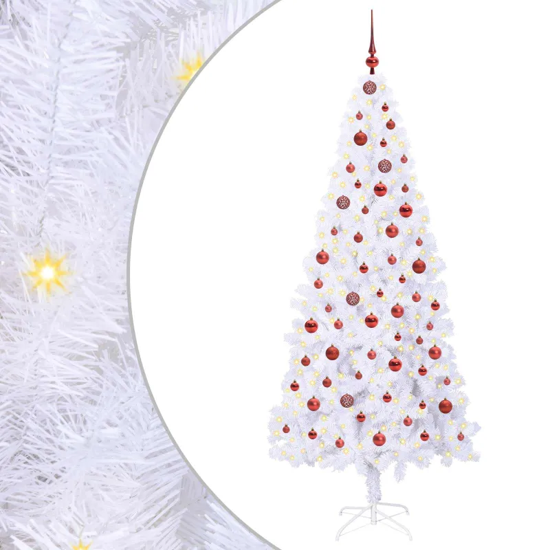 Dirbtinė Kalėdų eglutė su 300 LED Balta 210 cm PVC ir Plienas