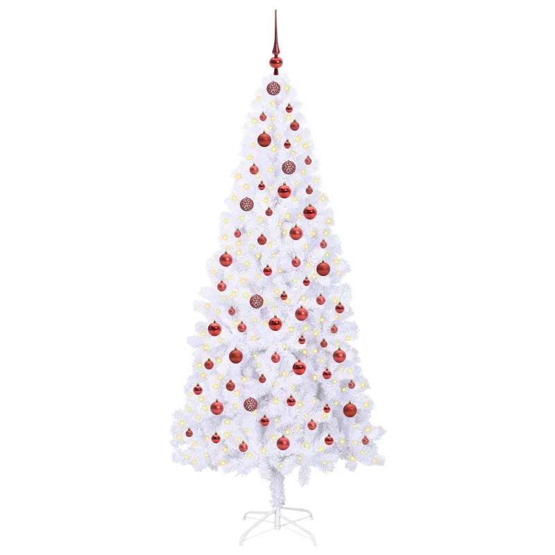Dirbtinė Kalėdų eglutė su 300 LED Balta 210 cm PVC ir Plienas