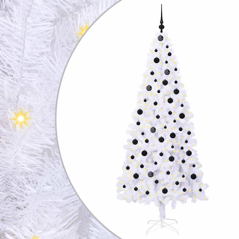Dirbtinė Kalėdų eglutė su 300 LED Balta 210 cm PVC ir Plienas
