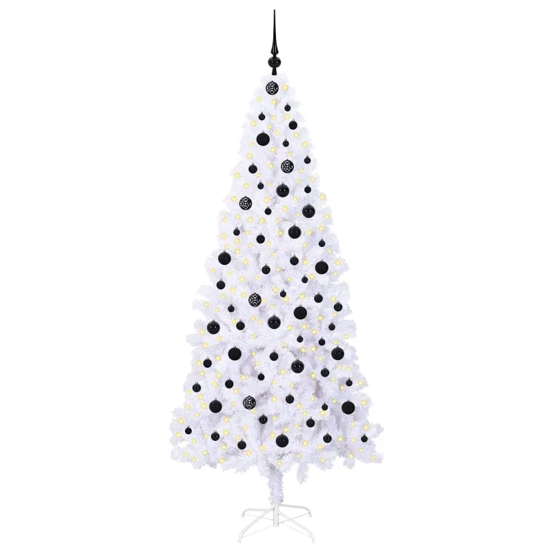 Dirbtinė Kalėdų eglutė su 300 LED Balta 210 cm PVC ir Plienas