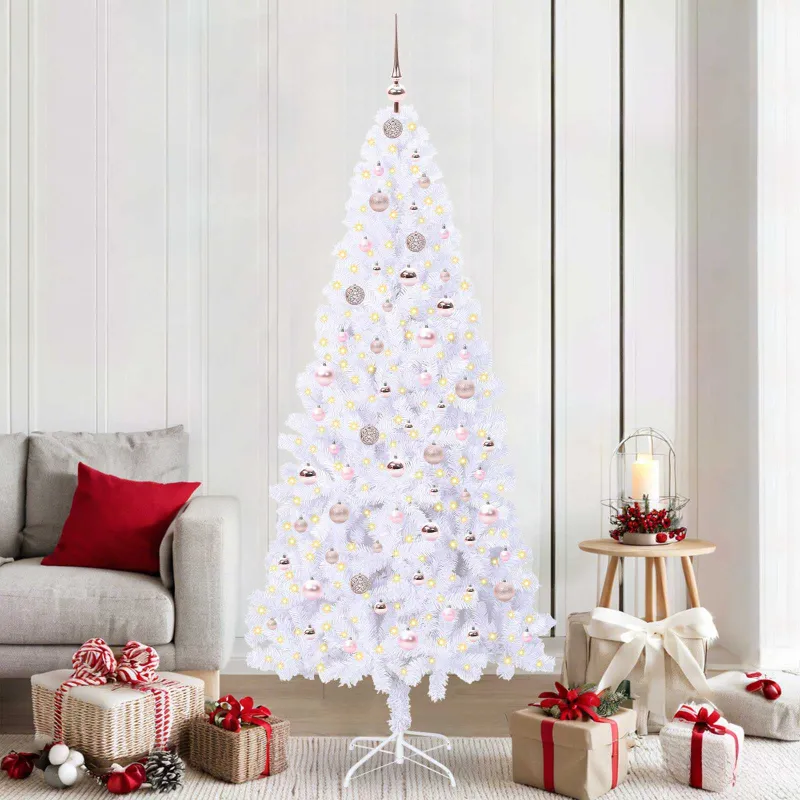 Dirbtinė Kalėdų eglutė su 300 LED Balta 210 cm PVC ir Plienas