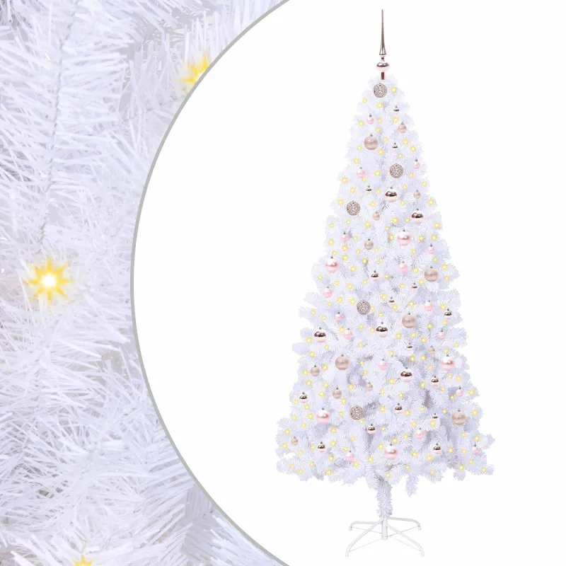 Dirbtinė Kalėdų eglutė su 300 LED Balta 210 cm PVC ir Plienas