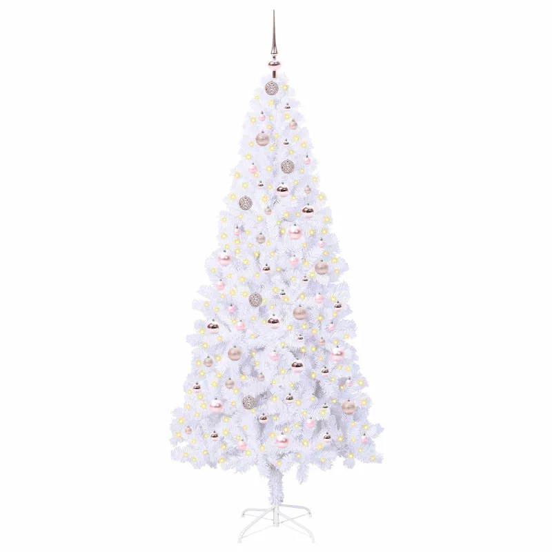 Dirbtinė Kalėdų eglutė su 300 LED Balta 210 cm PVC ir Plienas
