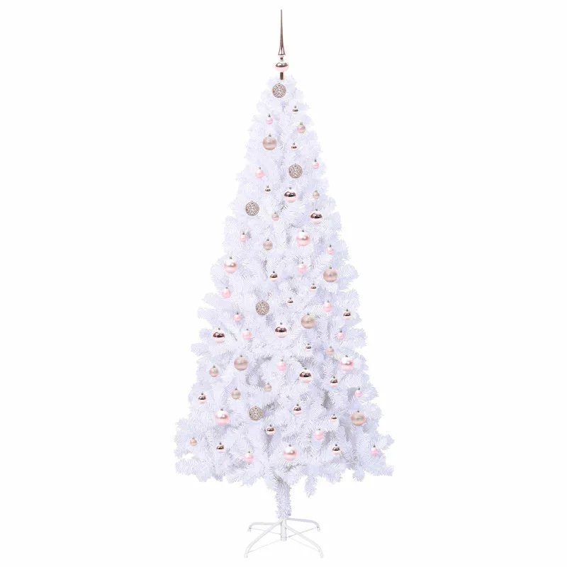 Dirbtinė Kalėdų eglutė su 300 LED Balta 210 cm PVC ir Plienas