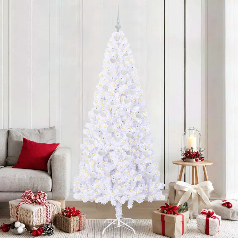 Dirbtinė Kalėdų eglutė su 300 LED Balta 210 cm PVC ir Plienas