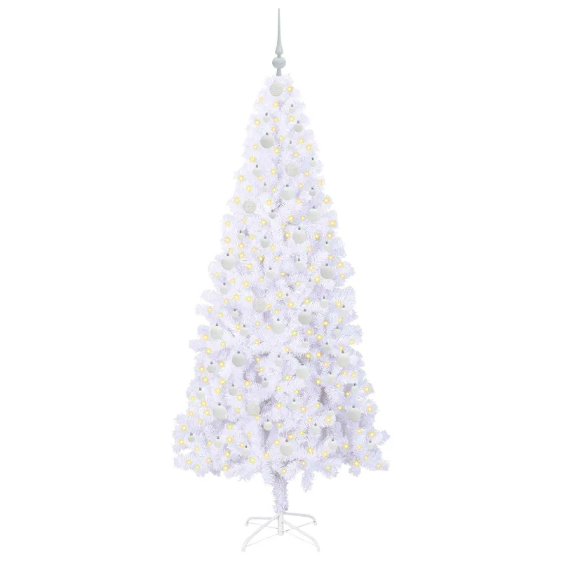 Dirbtinė Kalėdų eglutė su 300 LED Balta 210 cm PVC ir Plienas