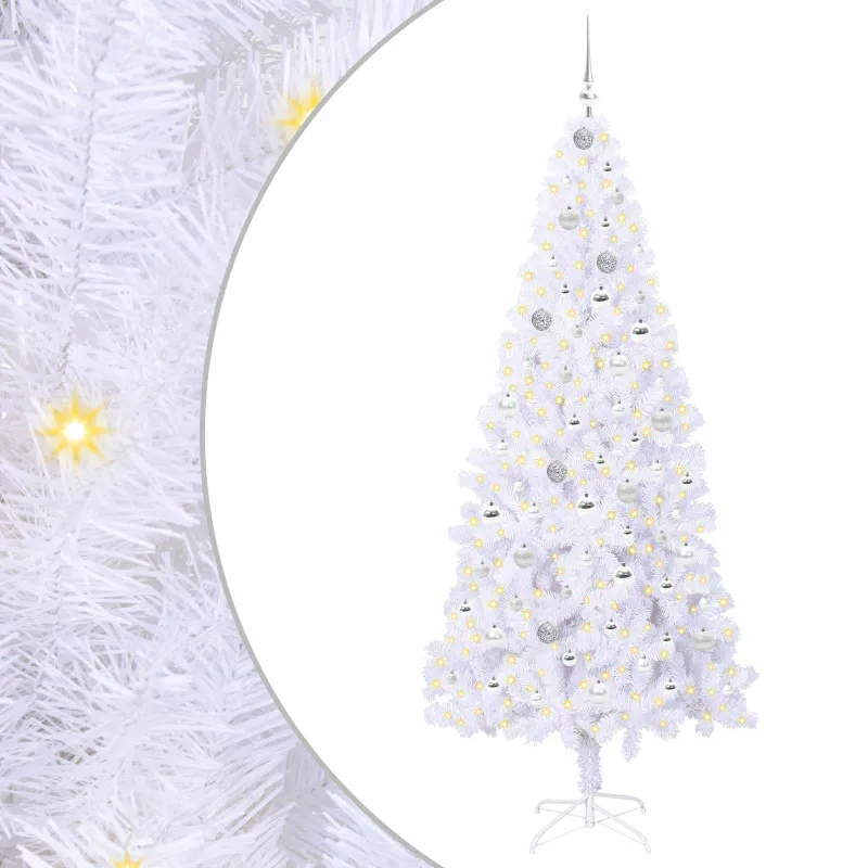 Dirbtinė Kalėdų eglutė su 300 LED Balta 210 cm PVC ir Plienas