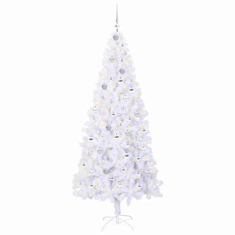 Dirbtinė Kalėdų eglutė su 300 LED Balta 210 cm PVC ir Plienas