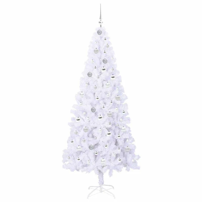 Dirbtinė Kalėdų eglutė su 300 LED Balta 210 cm PVC ir Plienas
