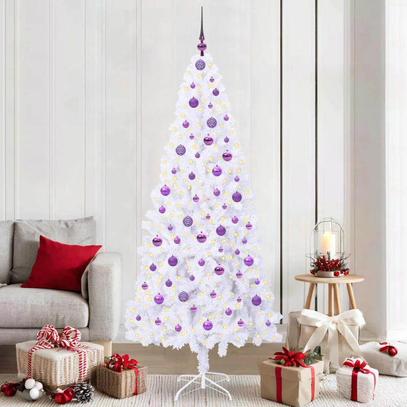Dirbtinė Kalėdų eglutė su 300 LED Balta 210 cm PVC ir Plienas