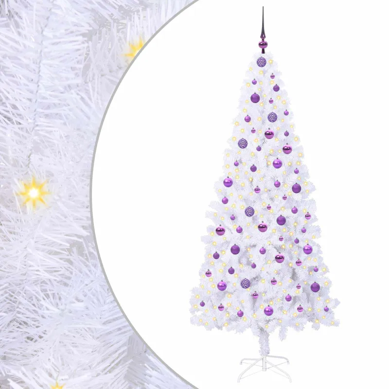 Dirbtinė Kalėdų eglutė su 300 LED Balta 210 cm PVC ir Plienas