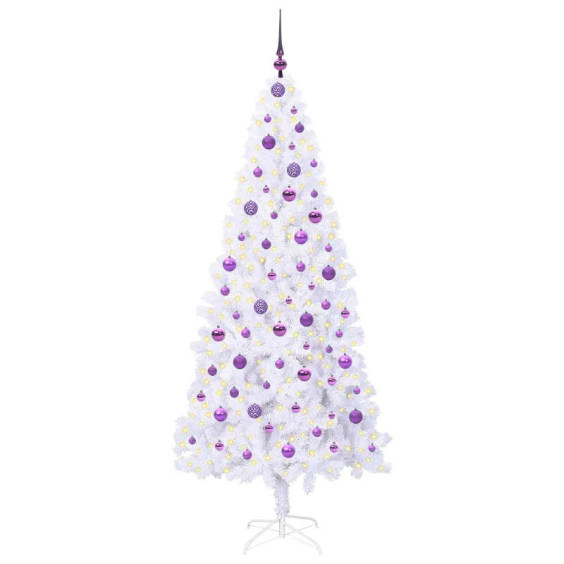 Dirbtinė Kalėdų eglutė su 300 LED Balta 210 cm PVC ir Plienas