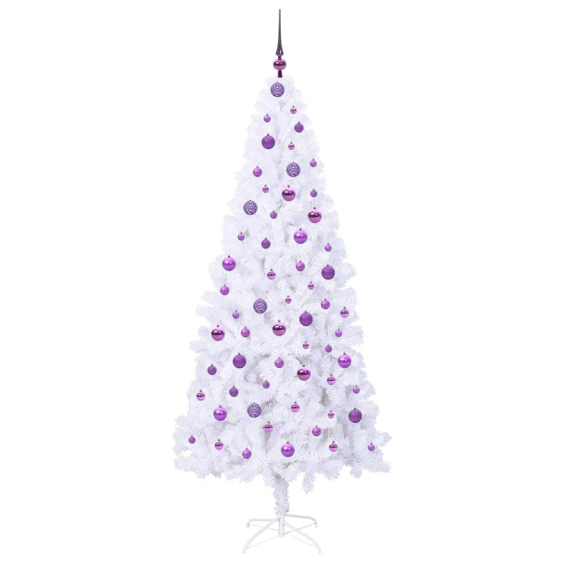 Dirbtinė Kalėdų eglutė su 300 LED Balta 210 cm PVC ir Plienas