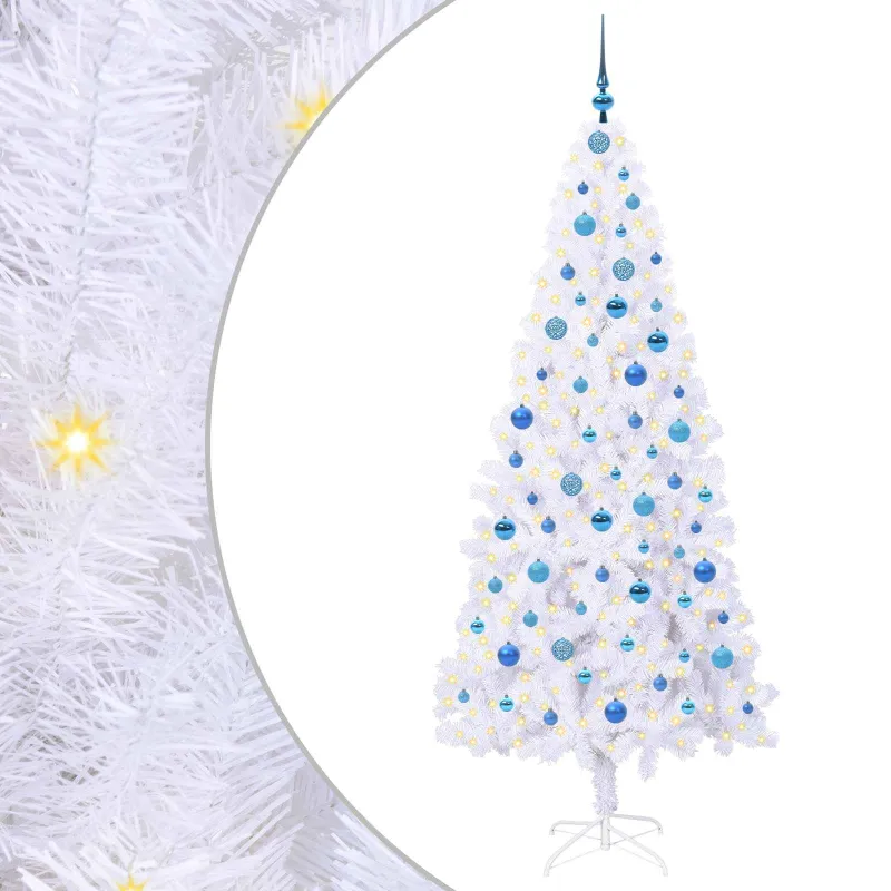 Dirbtinė Kalėdų eglutė su 300 LED Balta 210 cm PVC ir Plienas