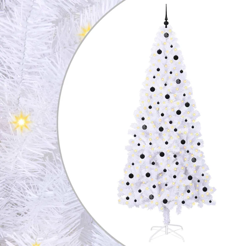Dirbtinė Kalėdų eglutė su 300 LED Balta 240 cm PVC ir Plienas